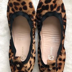 Yosi Samra leopard calf hair foldable ballet flat